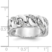 10K White Gold Men's Cuban Link Diamond Ring with Rhodium Plating - 0.50 Carats Total Diamond Weight by IBGoodman