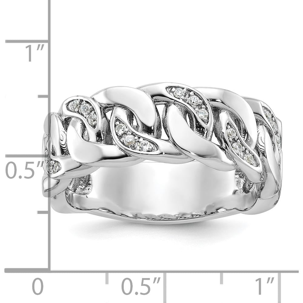 10K White Gold Men's Cuban Link Diamond Ring with Rhodium Plating - 0.50 Carats Total Diamond Weight by IBGoodman