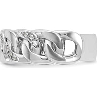10K White Gold Men's Cuban Link Diamond Ring with Rhodium Plating - 0.50 Carats Total Diamond Weight by IBGoodman