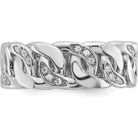10K White Gold Men's Cuban Link Diamond Ring with Rhodium Plating - 0.50 Carats Total Diamond Weight by IBGoodman