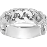 10K White Gold Men's Cuban Link Diamond Ring with Rhodium Plating - 0.50 Carats Total Diamond Weight by IBGoodman