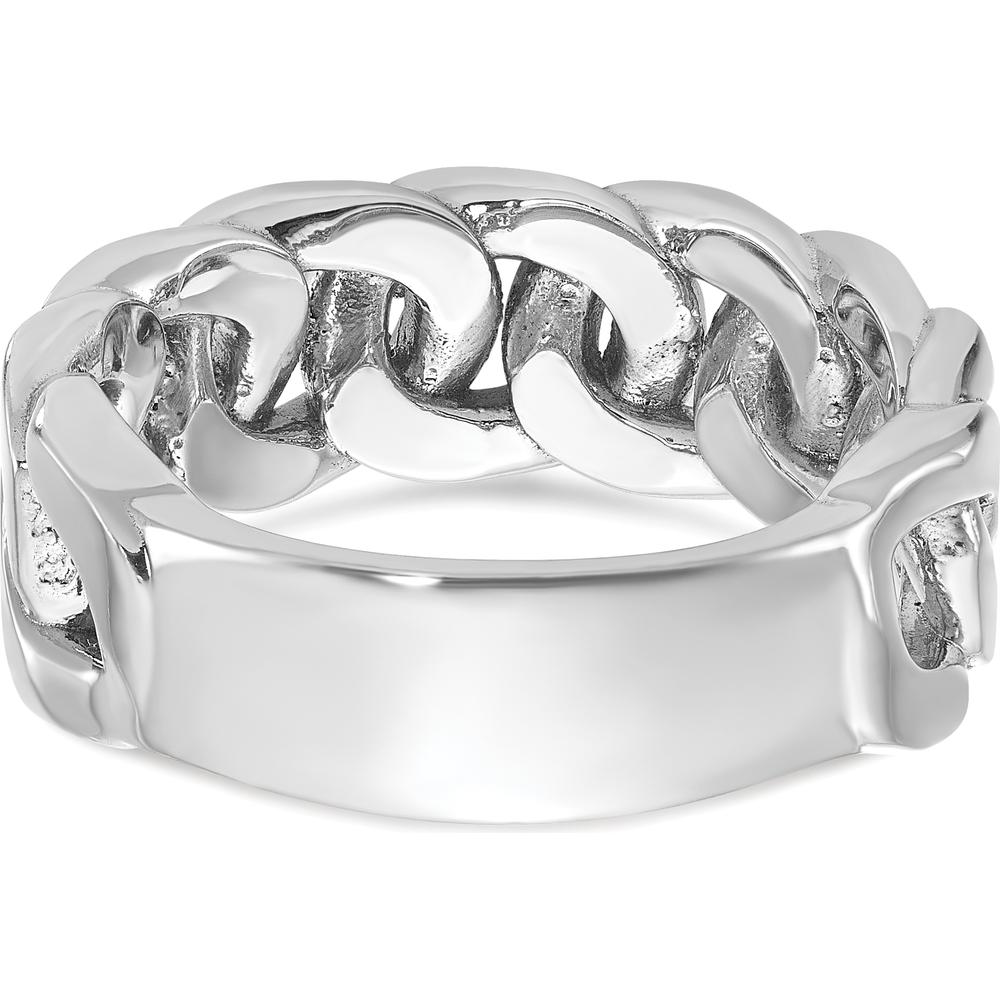 10K White Gold Men's Cuban Link Diamond Ring with Rhodium Plating - 0.50 Carats Total Diamond Weight by IBGoodman