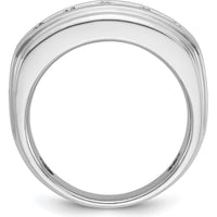 10K White Gold Men's Diamond Ring with Grooved Design and A Quality Diamonds - 2 Carats Total Diamond Weight by IBGoodman