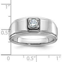 10K White Gold Men's Diamond Ring with Round Faceted Diamond - 0.349 Carats Total Diamond Weight by IBGoodman