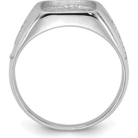10K White Gold Men's Polished and Grooved Masonic Ring Mounting with Tapered Band
