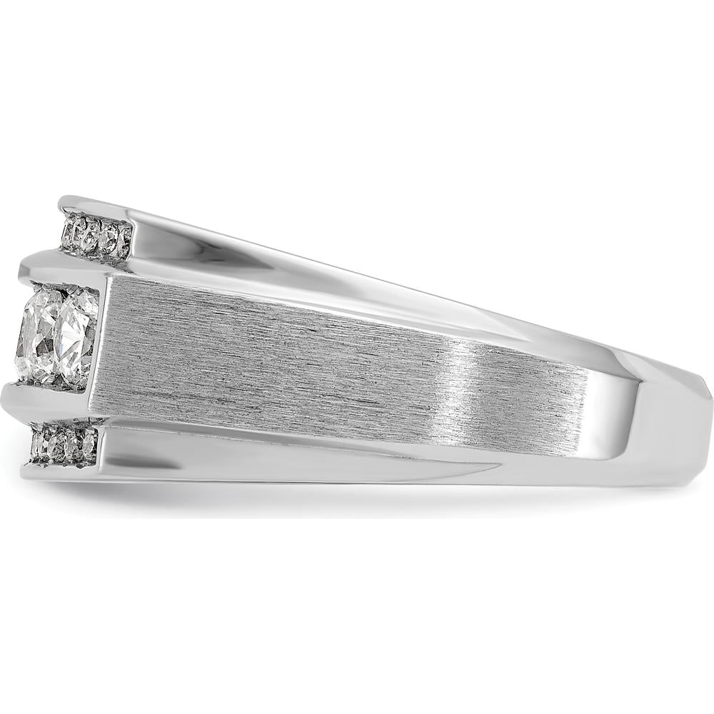 10K White Gold Men's Polished & Satin 3-Row Ring Mounting by IBGoodman