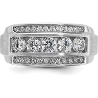 10K White Gold Men's Polished & Satin 3-Row Ring Mounting by IBGoodman