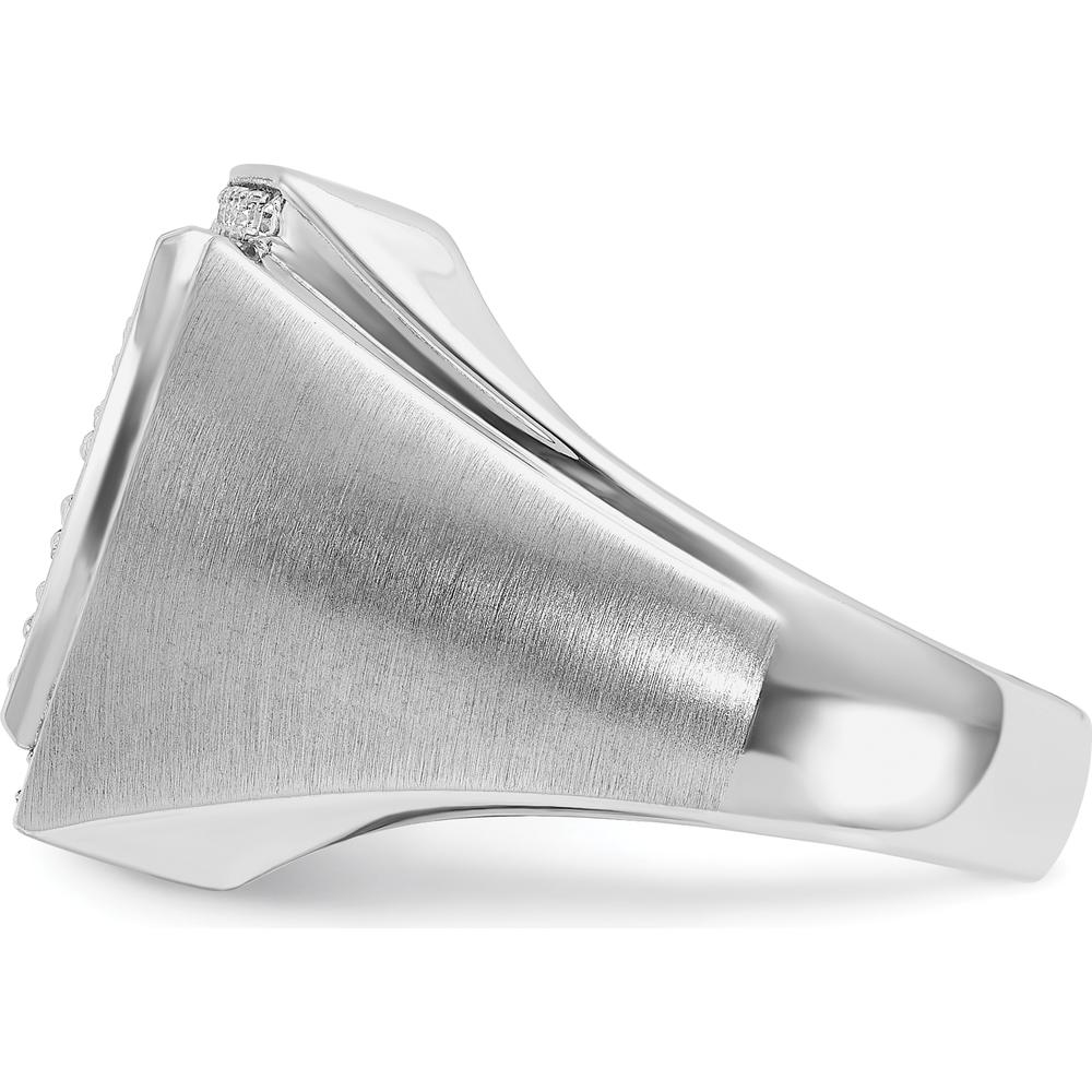 10K White Gold Men's Polished & Satin Cluster Ring Mounting - Rhodium Plated by IBGoodman