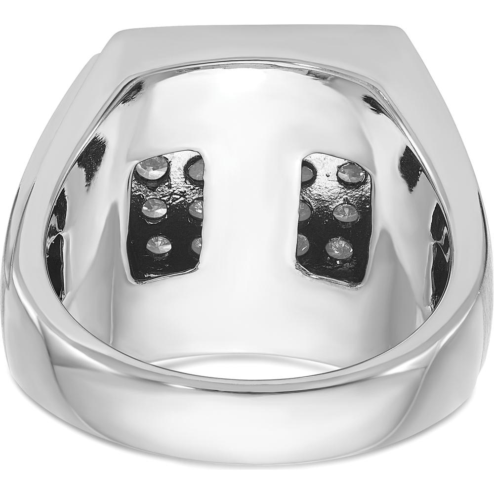 10K White Gold Men's Polished & Satin Cluster Ring Mounting - Rhodium Plated by IBGoodman
