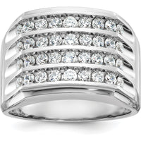 10K White Gold Men's Polished Grooved 4-Row Ring Mounting by IBGoodman