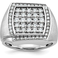 10K White Gold Men's Polished Satin 1 1/3 Carat Diamond Cluster Ring by IBGoodman
