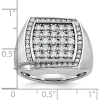 10K White Gold Men's Polished Satin 1 1/3 Carat Diamond Cluster Ring by IBGoodman