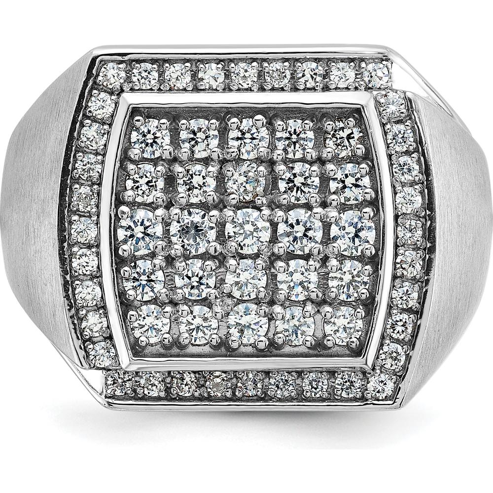 10K White Gold Men's Polished Satin 1 1/3 Carat Diamond Cluster Ring by IBGoodman