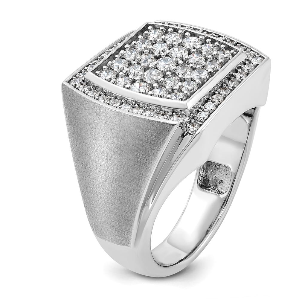 10K White Gold Men's Polished Satin 1 1/3 Carat Diamond Cluster Ring by IBGoodman