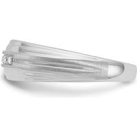 10K White Gold Men's Polished Satin 5-Stone Diamond Ring - 0.01 Carats Total Diamond Weight by IBGoodman