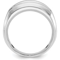 10K White Gold Men's Polished Satin and Grooved 5-Stone Diamond Ring - 1.0 Carats Total Diamond Weight by IBGoodman
