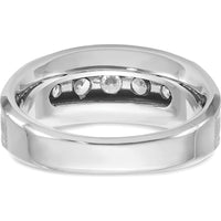10K White Gold Men's Polished Satin and Grooved 5-Stone Diamond Ring - 1.0 Carats Total Diamond Weight by IBGoodman