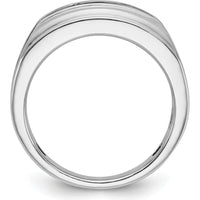 10K White Gold Men's Polished Satin and Grooved 5-Stone Ring Mounting by IBGoodman