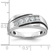 10K White Gold Men's Polished Satin and Grooved Band Ring - Timeless Elegance and Sophistication by IBGoodman