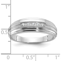 10K White Gold Men's Polished Satin and Grooved Ring with 5-Stone Mounting by IBGoodman