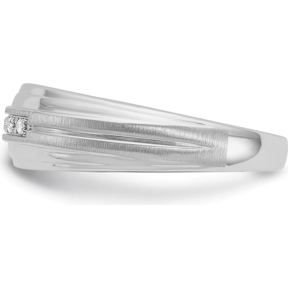 10K White Gold Men's Polished Satin and Grooved Ring with 5-Stone Mounting by IBGoodman