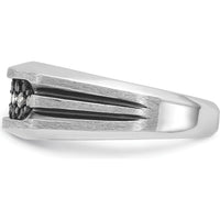10K White Gold Men's Polished Satin Grooved Ring Mounting by IBGoodman