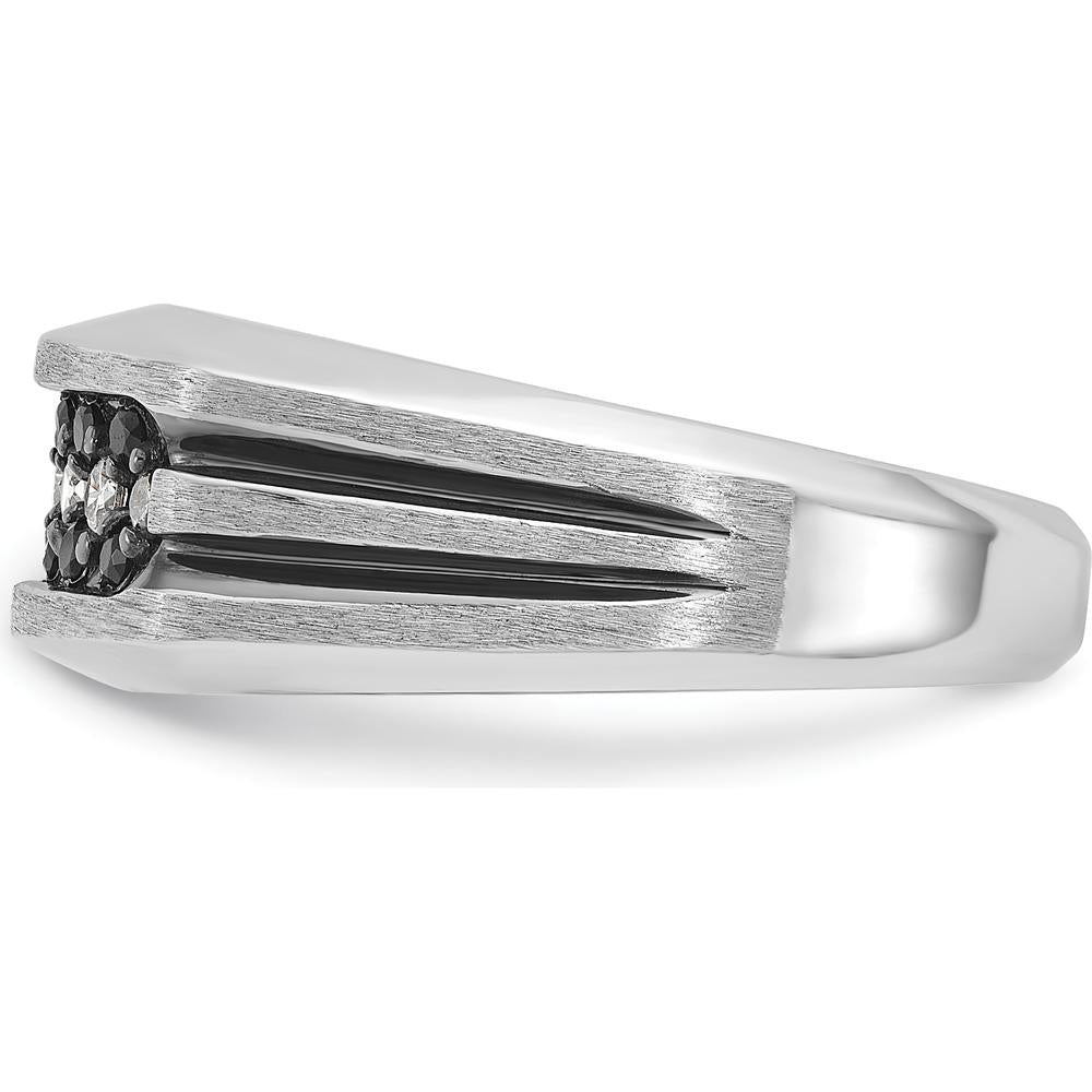 10K White Gold Men's Polished Satin Grooved Ring Mounting by IBGoodman