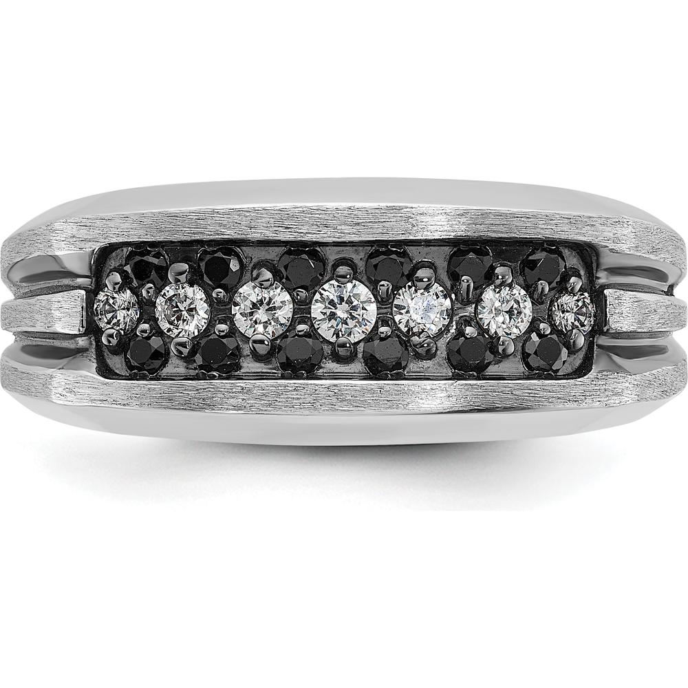 10K White Gold Men's Polished Satin Grooved Ring Mounting by IBGoodman