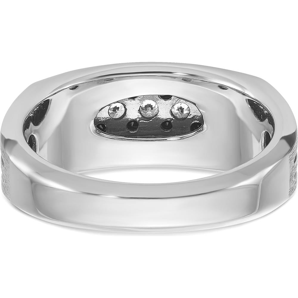 10K White Gold Men's Polished Satin Grooved Ring Mounting by IBGoodman