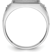 10K White Gold Men's Rectangular Ring Mounting with Polished Rhodium Finish