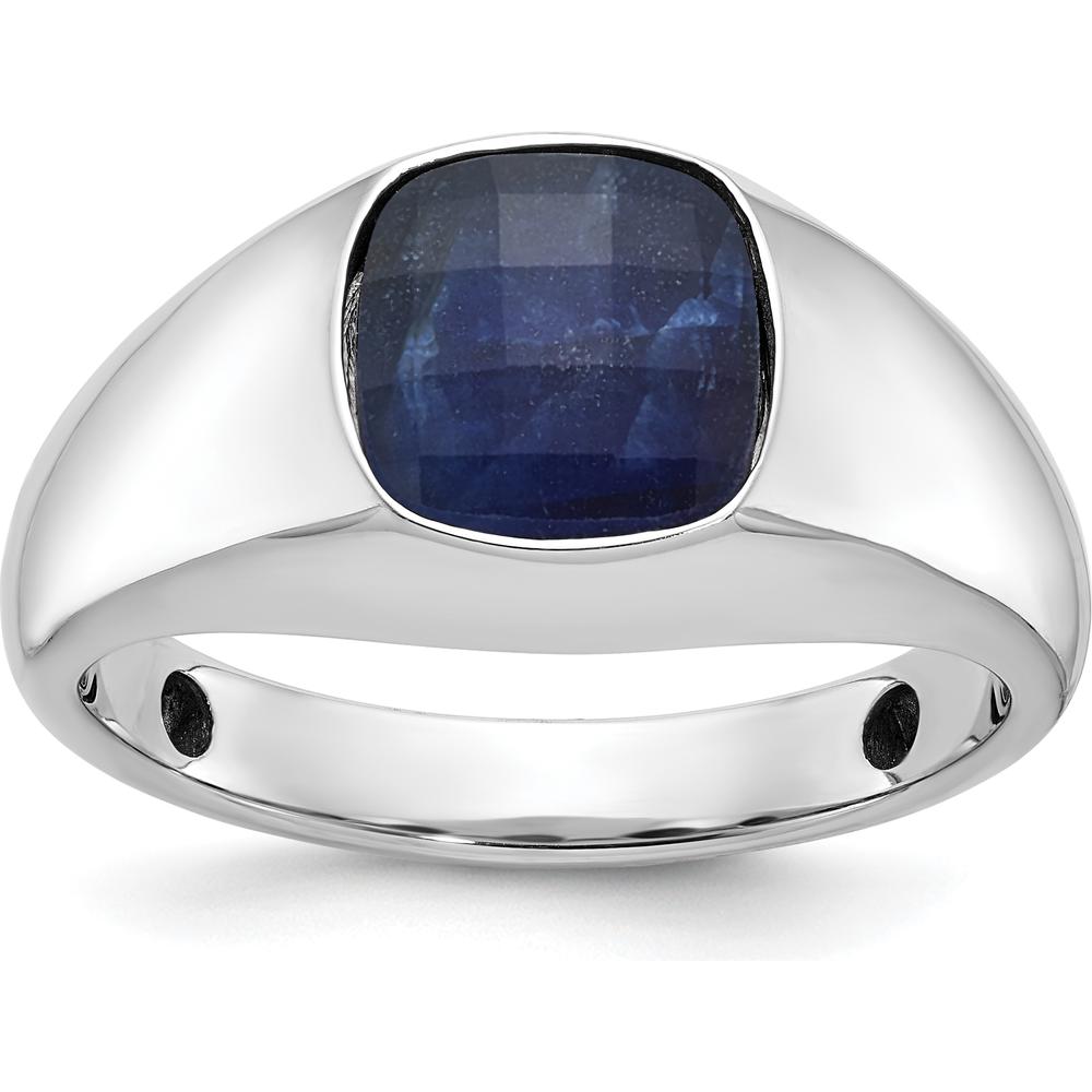 10K White Gold Men's Ring with Lab-Created Sapphire Doublet - Elegant Sapphire Design by IBGoodman