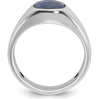 10K White Gold Men's Ring with Lab-Created Sapphire Doublet - Elegant Sapphire Design by IBGoodman