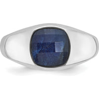 10K White Gold Men's Ring with Lab-Created Sapphire Doublet - Elegant Sapphire Design by IBGoodman