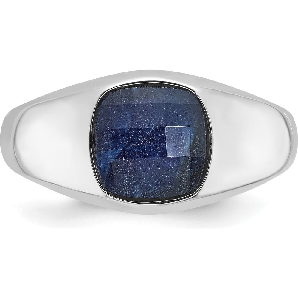10K White Gold Men's Ring with Lab-Created Sapphire Doublet - Elegant Sapphire Design by IBGoodman