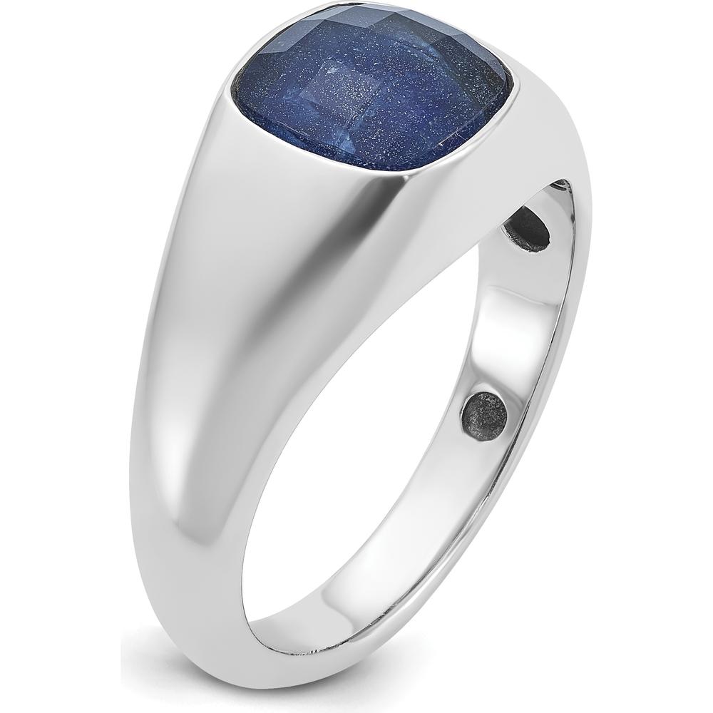 10K White Gold Men's Ring with Lab-Created Sapphire Doublet - Elegant Sapphire Design by IBGoodman