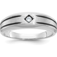 10K White Gold Men's Ring with Round Diamond - 0.05 Carats Diamond Weight by IBGoodman