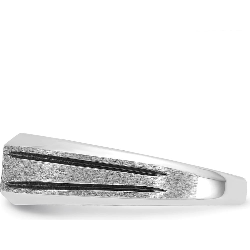 10K White Gold Men's Ring with Round Diamond - 0.05 Carats Diamond Weight by IBGoodman