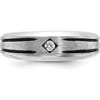 10K White Gold Men's Ring with Round Diamond - 0.05 Carats Diamond Weight by IBGoodman