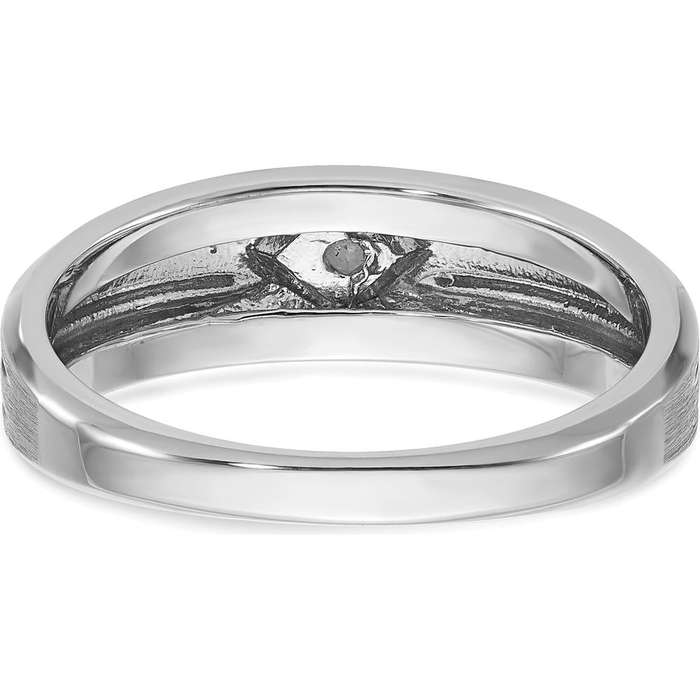 10K White Gold Men's Ring with Round Diamond - 0.05 Carats Diamond Weight by IBGoodman