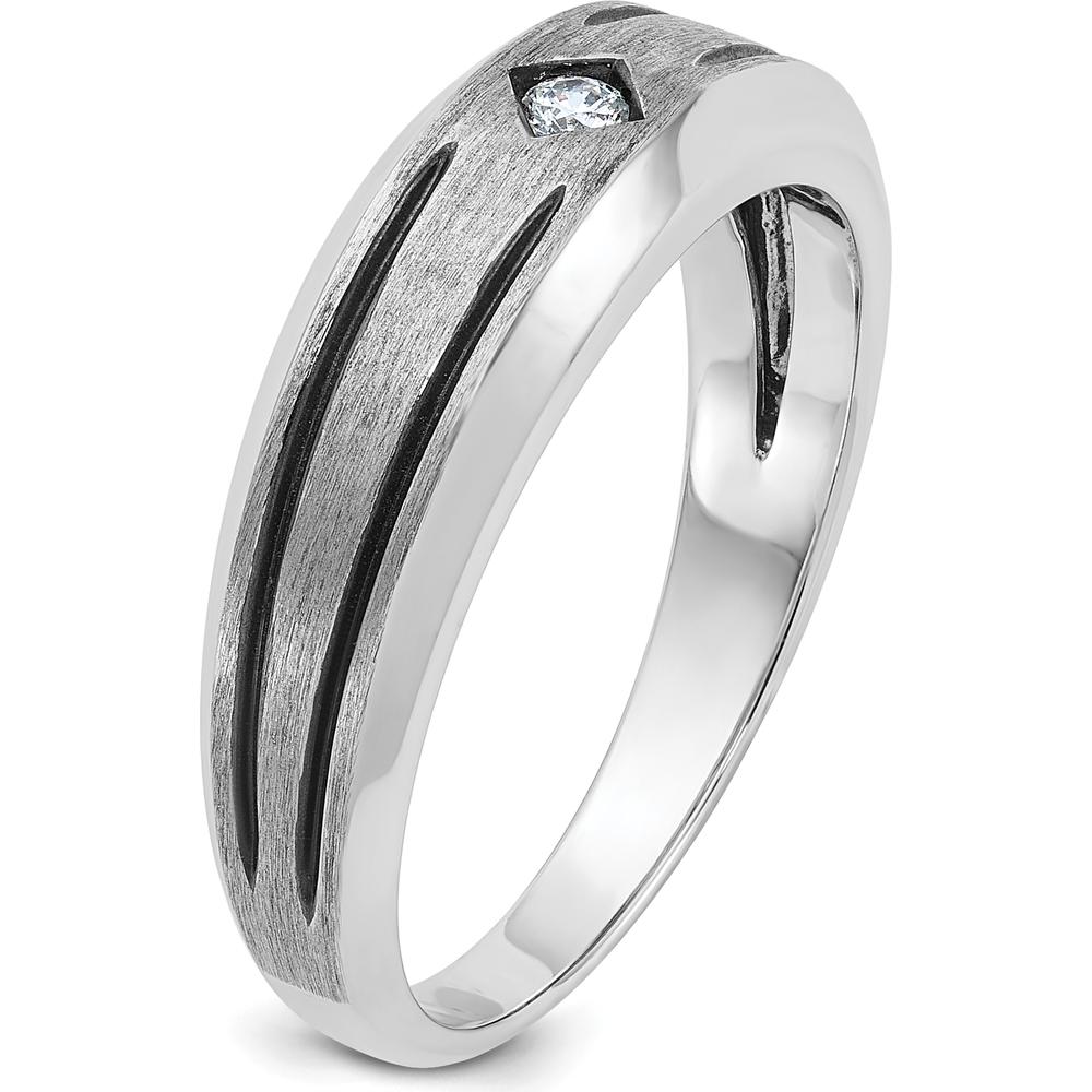 10K White Gold Men's Ring with Round Diamond - 0.05 Carats Diamond Weight by IBGoodman