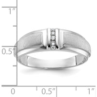 10K White Gold Men's Three-Stone Polished and Satin Band Ring with Rhodium Plating by IBGoodman