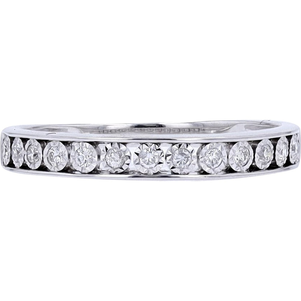 10K White Gold Miracle Set Diamond Band with Round Brilliant Stones - 0.16 Carat Total Diamond Weight