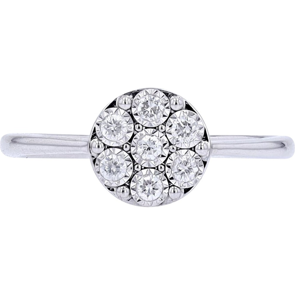 10K White Gold Miracle Set Round Diamond Cluster Ring - 0.16 Carat Total Diamond Weight