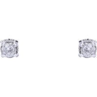 10K White Gold Miracle Set Stud Earrings with Round Diamonds - 0.16 Carat Total Diamond Weight