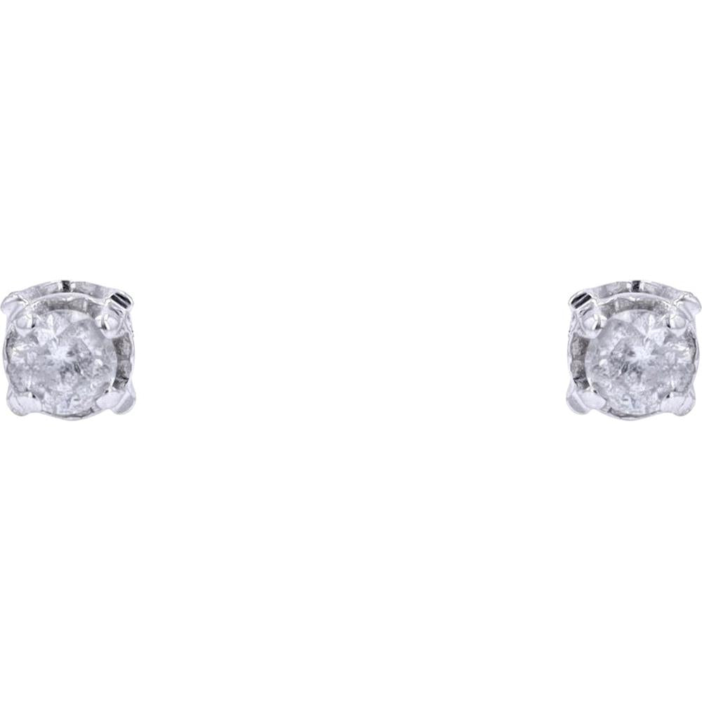 10K White Gold Miracle Set Stud Earrings with Round Diamonds - 0.16 Carat Total Diamond Weight