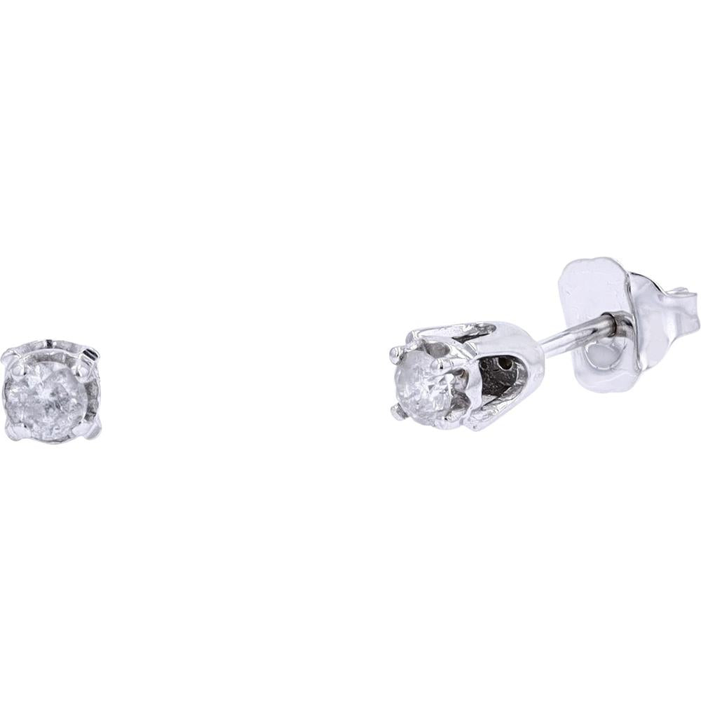 10K White Gold Miracle Set Stud Earrings with Round Diamonds - 0.16 Carat Total Diamond Weight