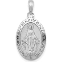 10K White Gold Miraculous Medal Pendant with Rhodium Plating - 27mm Length