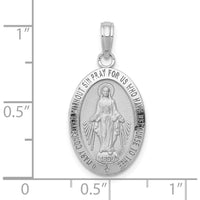 10K White Gold Miraculous Medal Pendant with Rhodium Plating - 27mm Length