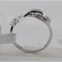 10K White Gold Motif Dolphin Ring with Bead-Set Round Diamonds - 0.05 Carat Total Diamond Weight