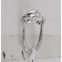 10K White Gold Motif Dolphin Ring with Bead-Set Round Diamonds - 0.05 Carat Total Diamond Weight